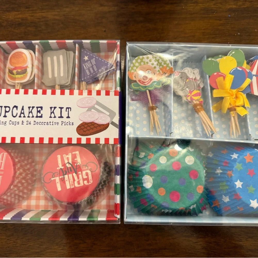 Set of two Festive Cupcake Kit with Baking Cups and Toppers